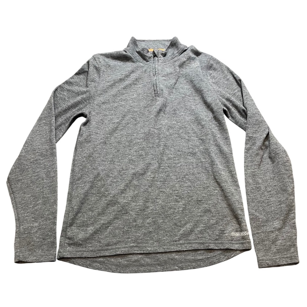 Omni Wool Shirt Mens XL Gray Baselayer‎ Hiking Camp Outdoors 1/4 Zip Pullover